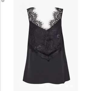French Connection Crepe Black Lace Top